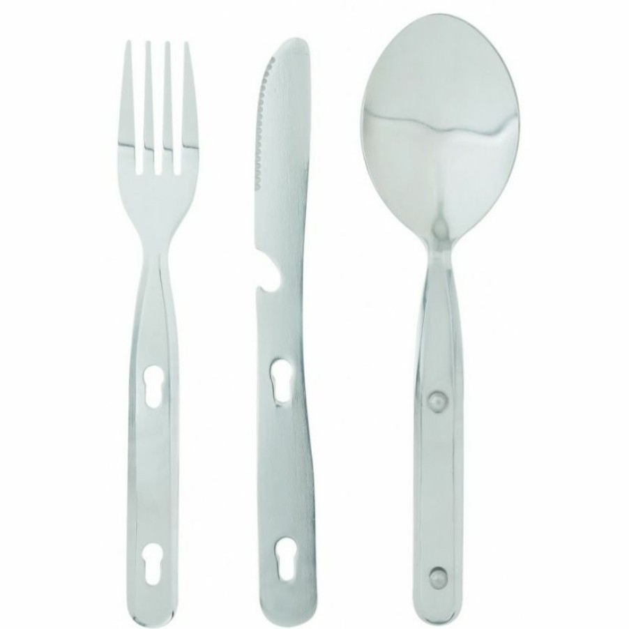 Trekking And Camping * | Ferrino Set Of 3 Stainless Steel Cutlery Unbeatable Price Grey