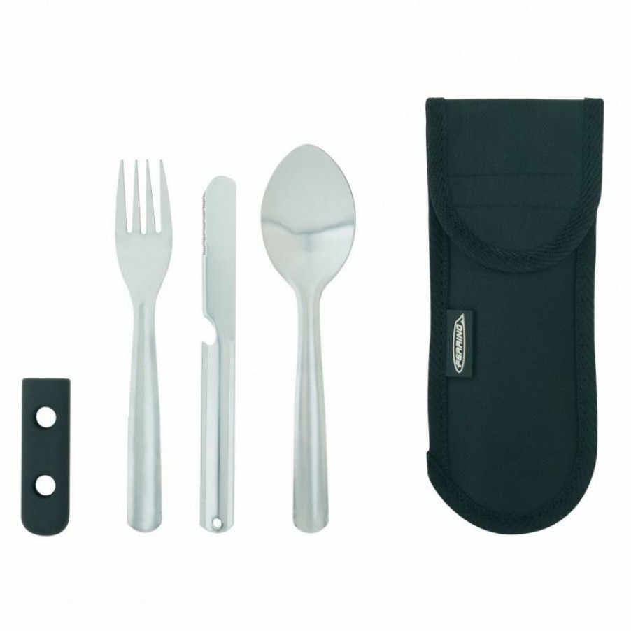 Trekking And Camping * | Ferrino Stainless Steel Cutlery With Case Reasonable Price Grey