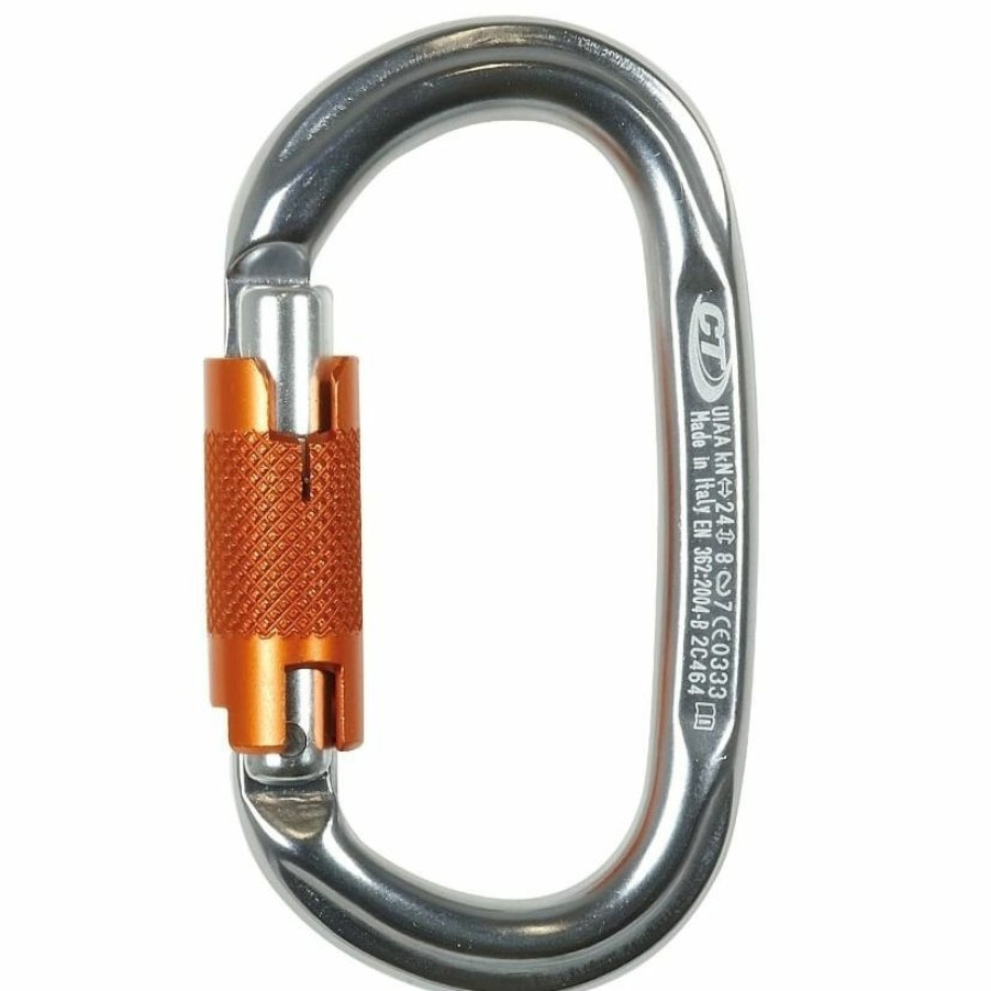 Climbing * | Ct Climbing Technology Pillar Wg Oval Twist-Lock Climbing Carabiner Reduction In Price Grey/Orange